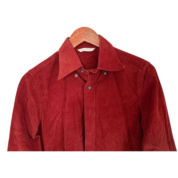 Suitsupply Shirt Mens Size Small Burgundy Corduroy Egyptian Cotton Slim Fit - Picture 2 of 9